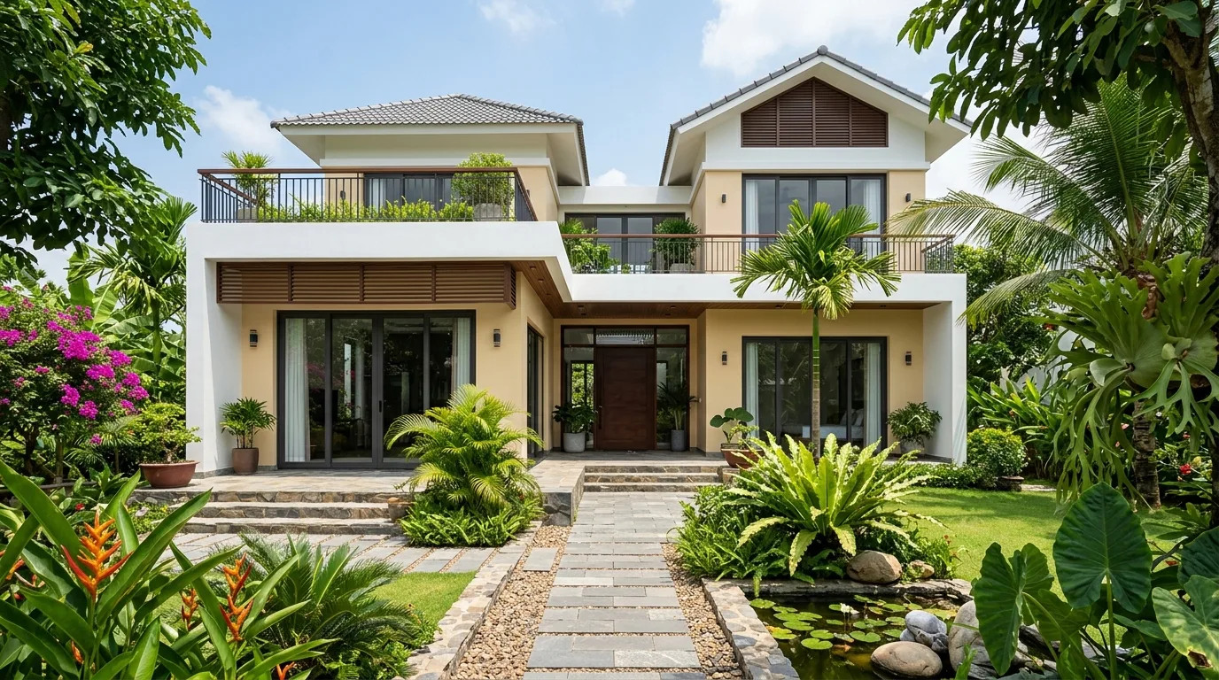Công trình biệt thự hoàn thiện bằng sơn QS Tech